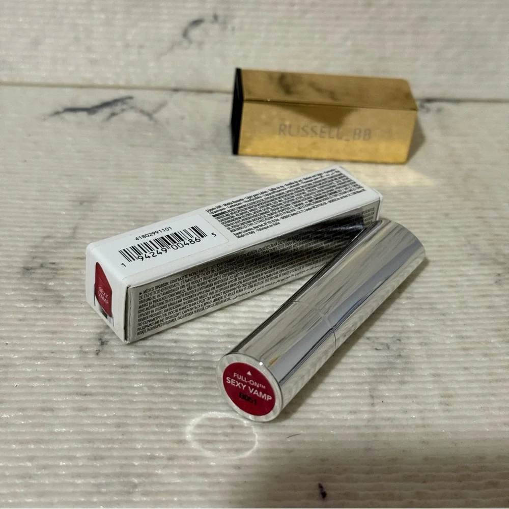 Buxom Full-On Plumping Red Satin Lipstick (Color: Sexy Vamp, Boysenberry Red)